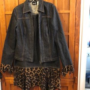 Dark denim blue jean skirt set